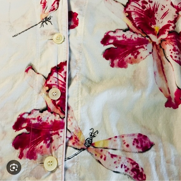The Cats Pajamas Dragonflies & Floral Toile Pajama Set Size Small - Picture 5 of 7
